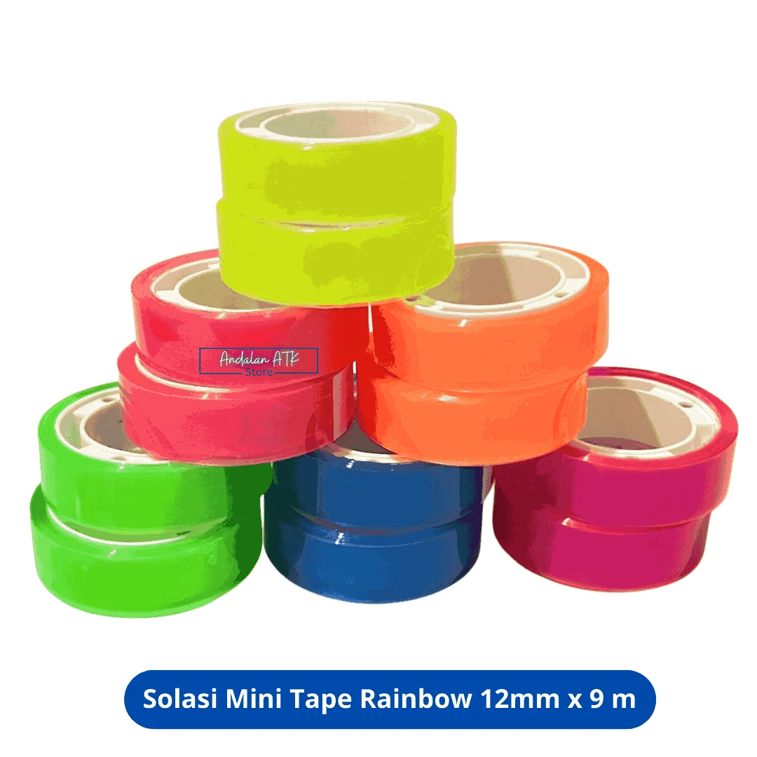 BERRY Solasi Mini Tape Rainbow 12mm x 9 meter BRTAPE018 / Isolasi Kecil / Selotip Warna Warni